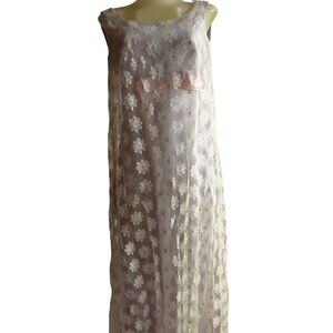 Vintage Women's Dress 6 1960's Fairy Core Satin Bow Sunflower Mesh Net Lilac Sm